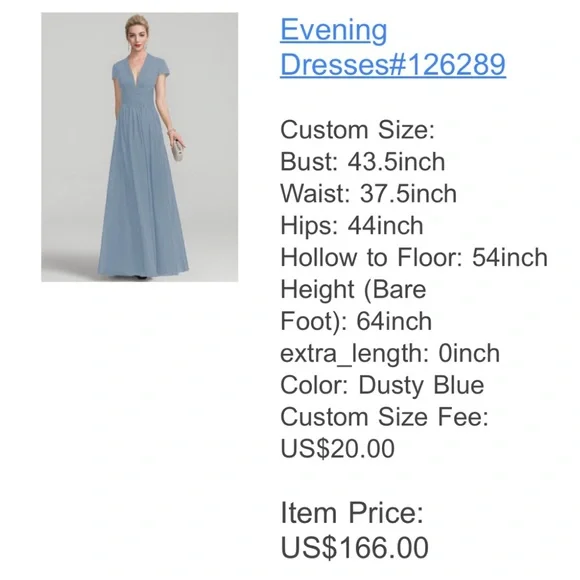 JJ‘s House wedding and special occasions evening dress custom size Dusty Blue - Picture 6 of 8